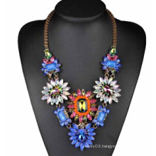 Colorful Stone Flower Necklace (XJW13713)